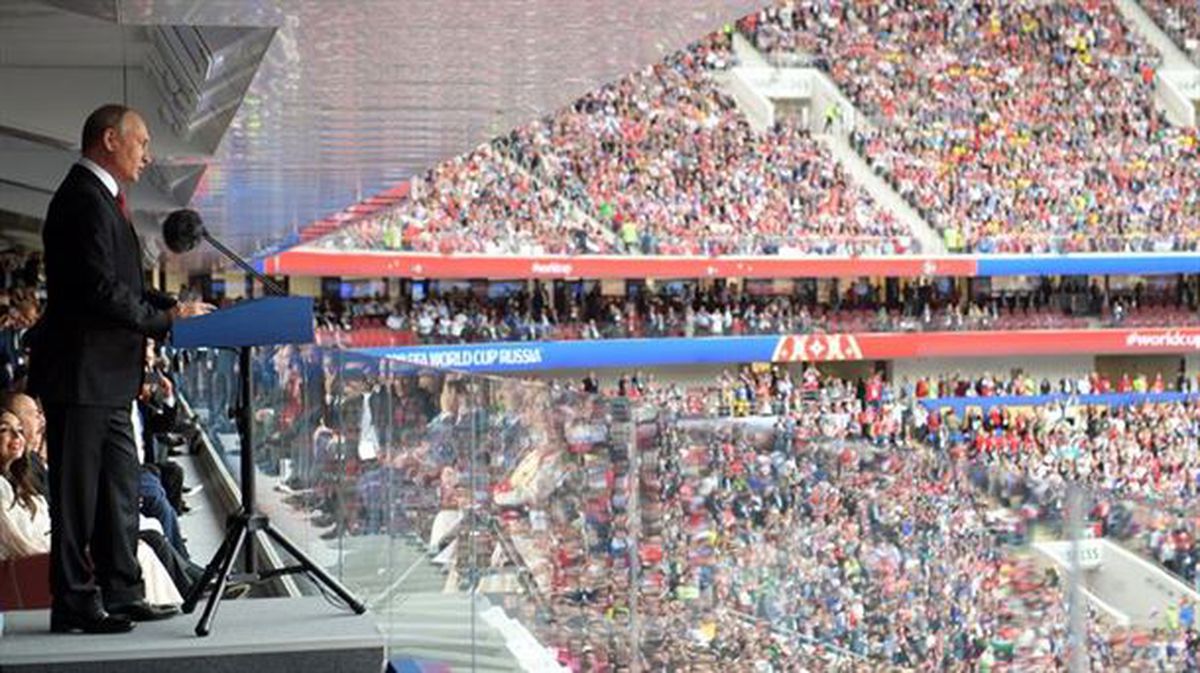 Vladimir Putin durante su discurso en el acto de inauguración del Mundial. Foto: EFE