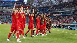 Belgikako jokalariak Panamari irabazitako partidaren osteko ospakizunetan (3-0). Argazkia: EFE