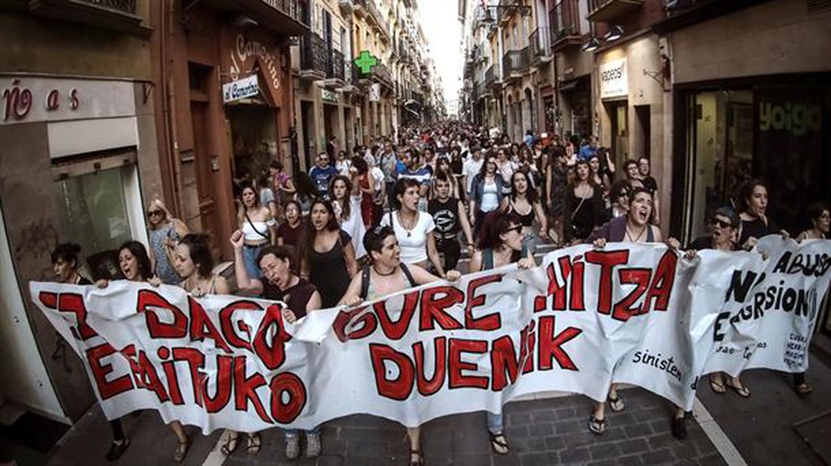 'La Manada'ren aurka Iruñean egindako manifestazioa
