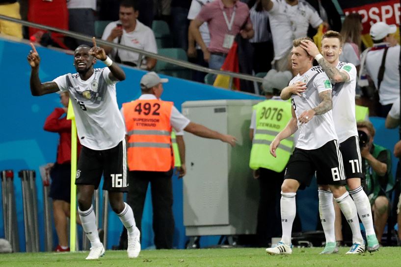 Alemania, Seudiaren aurkako garaipena (2-1) ospatzen. Argazkia: EFE