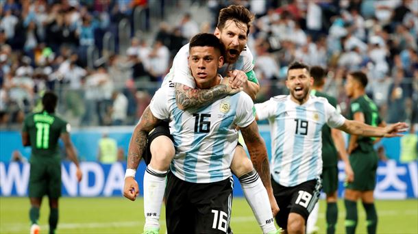 Marcos Rojo y Messi han marcado para Argentina. Foto: EFE
