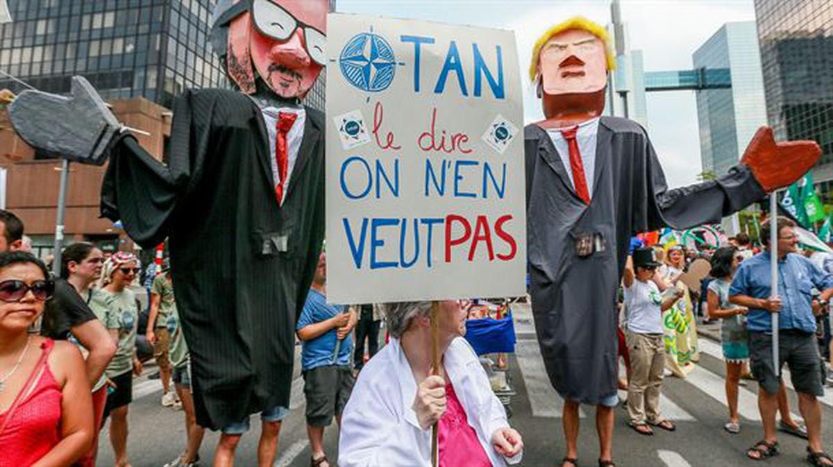 Protestas en Bruselas, hoy. Foto: EFE