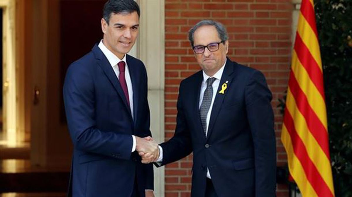 Pedro Sánchez y Quim Torra en la Monclos. Foto: EFE