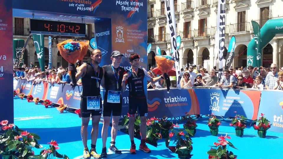 Triathon VG 2018 Ganadores Half  Primero, George Goodwin (Escocia) Segundo, Miguel Ángel Fidago (España) Tercero, Erik Merino (España). Foto: EiTB