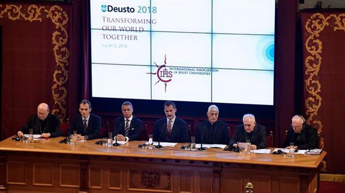 Urkullu en la inauguración de la Asamblea Mundial de Universidades jesuitas en Bilbao. Foto: EFE