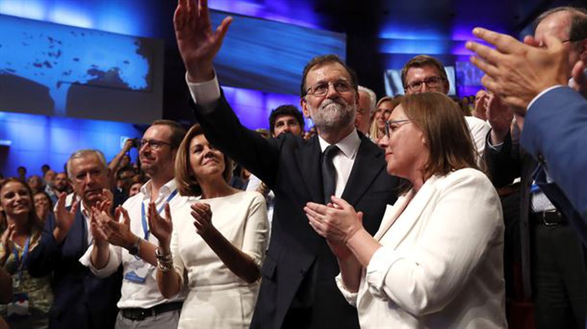 Mariano Rajoy PPko presidentea, alderdiaren kongresuan hitz egin ondoren. Argazkia: EFE
