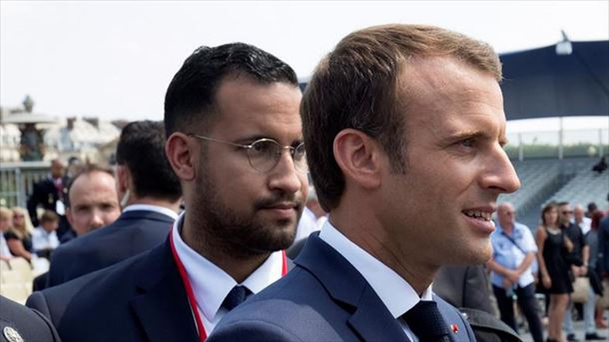 Benalla eta Macron, artxiboko irudi batean