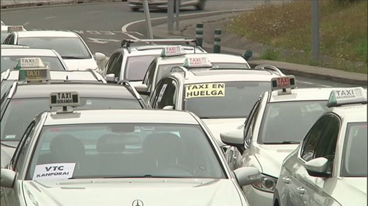 Taxistas de Bilbao en huelga