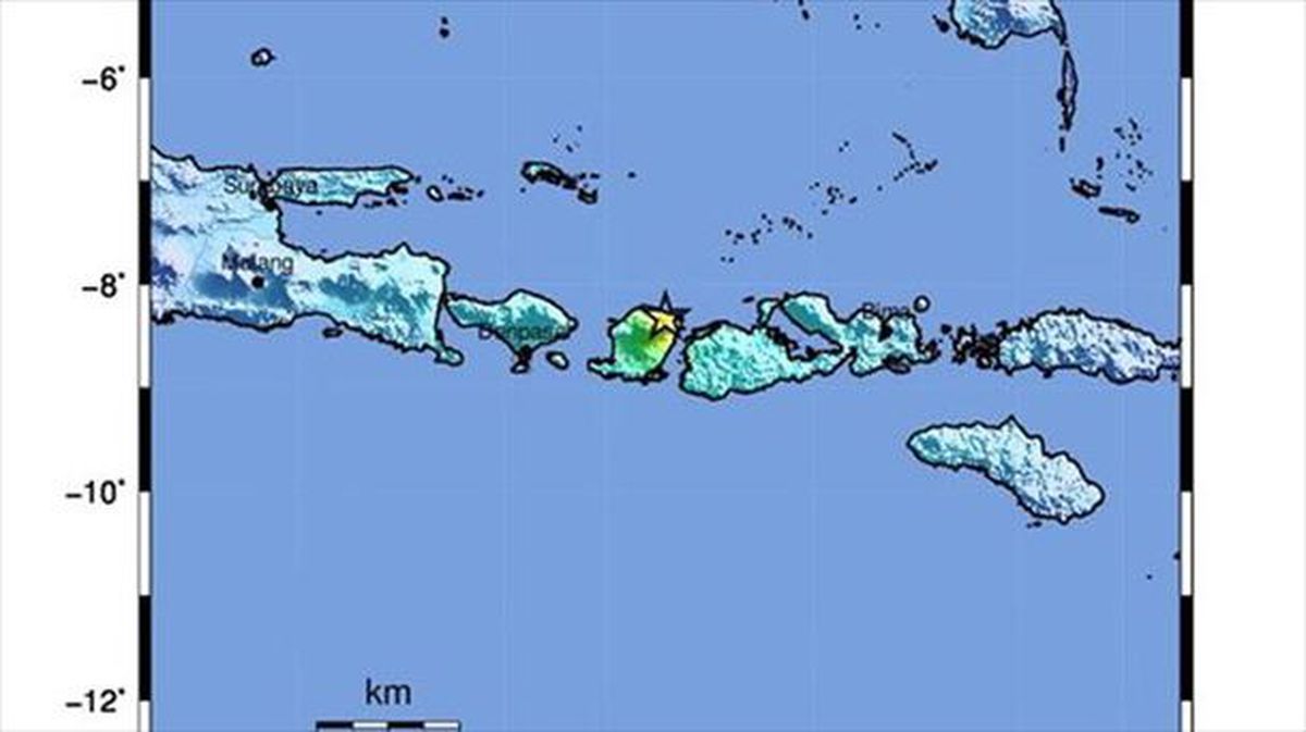 USGS agentziak eskainitako Lombok uhartearen irudia. Argazkia: EFE