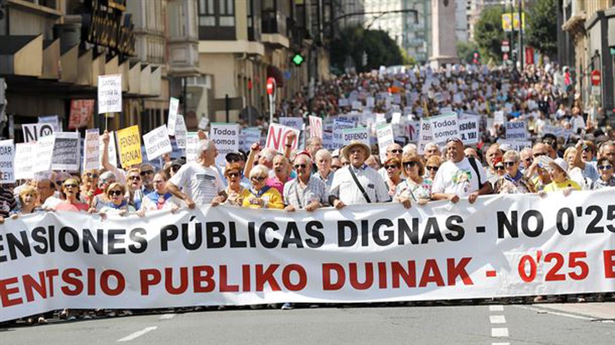 Cabecera de la manifestación durante la Aste Nagusia de Bilbao / EITB.