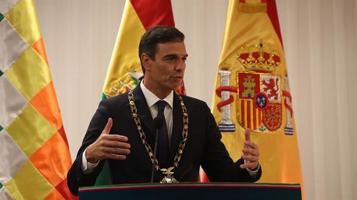 Sánchez ha ofrecido una rueda de prensa en Bolivia. Foto: EFE. 