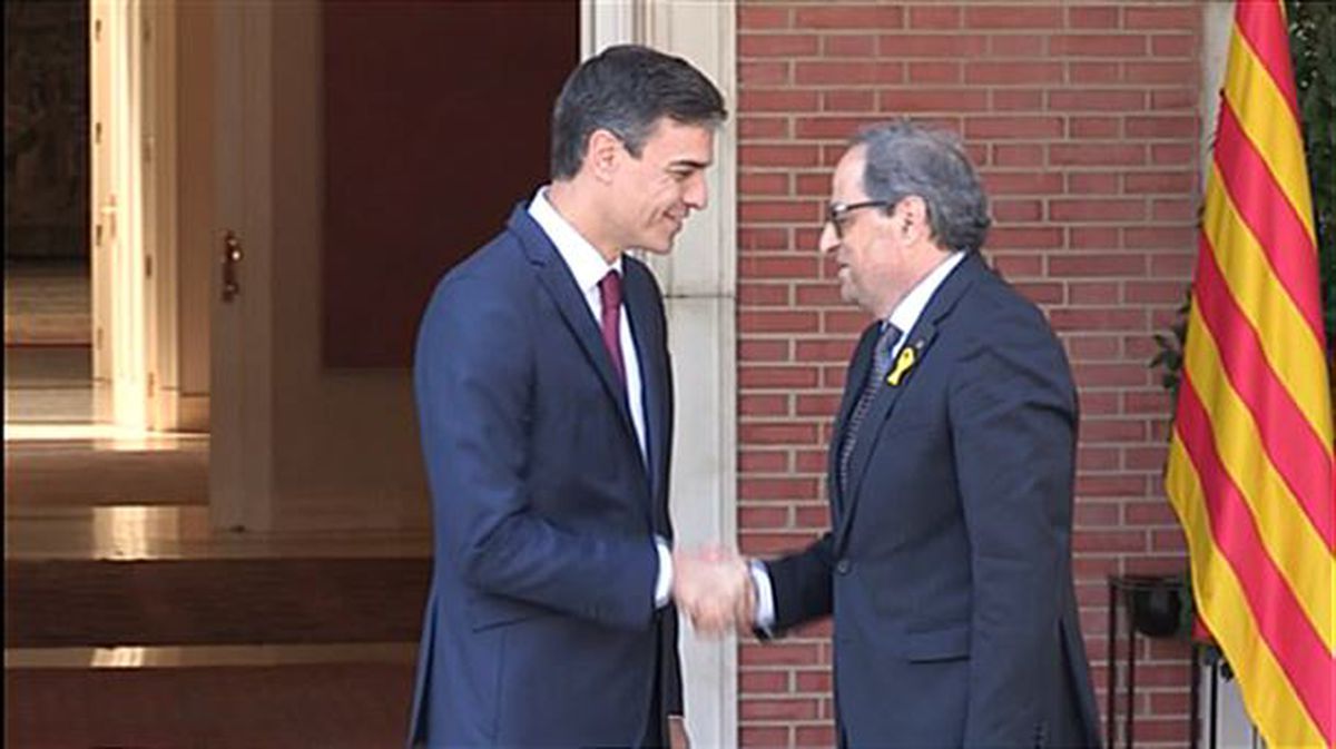 Sánchez y Torrá durante el encuentro que mantuvieron el pasado julio. 