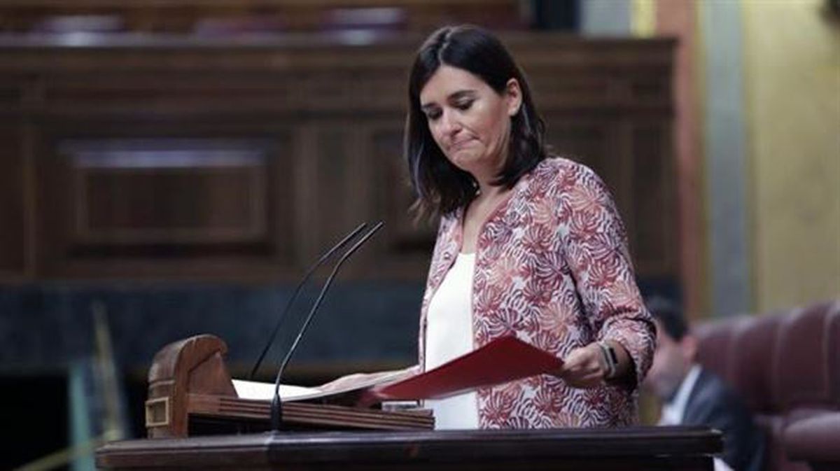 La ministra de Sanidad, Carmen Montón, durante su intervención en el pleno del Congreso. Foto: EFE