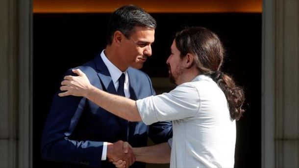 Sánchez e Iglesias, en su encuentro en la Moncloa. 