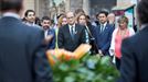 El president Torra, durante la ofrenda floral. Foto: EFE title=