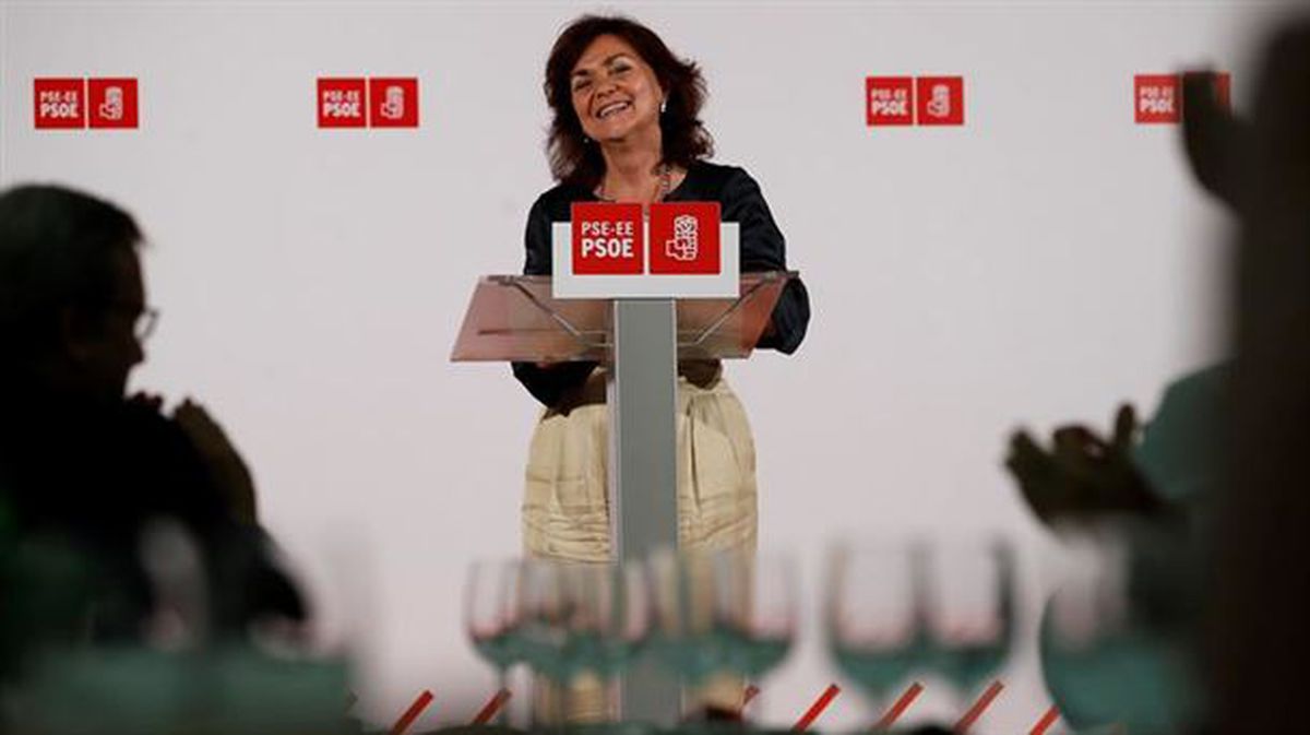 La vicepresidenta del Gobierno español, Carmen Calvo, en un acto en San Sebastián. Foto: EFE