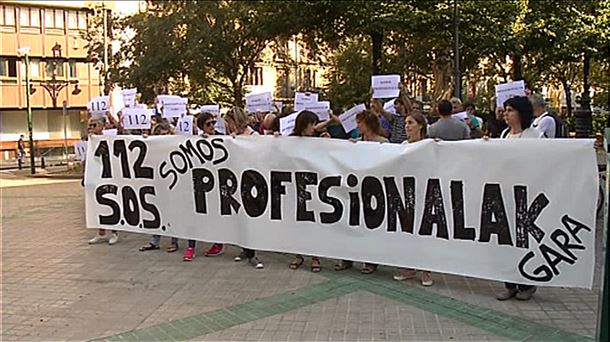 Imagen de la protesta de los profesionales del 112