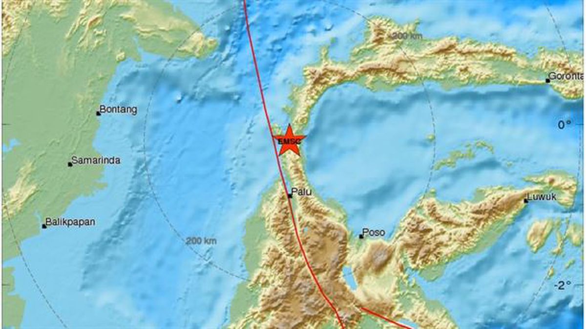 Punto donde se ha registrado el terremoto en Indonesia. FOto: EMSC