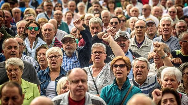 Protesta de los pensionistas en Bilbao. Foto: Efe