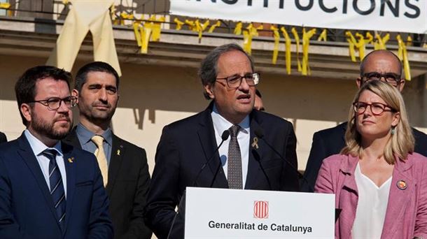 Quim Torra, durante el acto institucional en el aniversario del 1-O. EFE