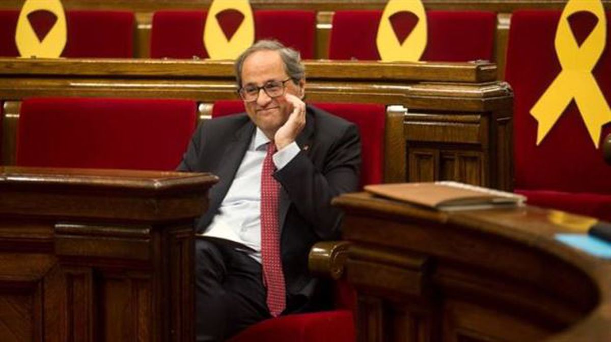 Quim Torra Generalitateko presidentea Kataluniako Parlamentuan. Argazkia: EFE