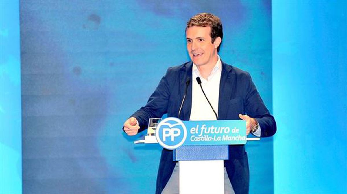 El presidente del PP, Pablo Casado, en Albacete. Foto: EFE