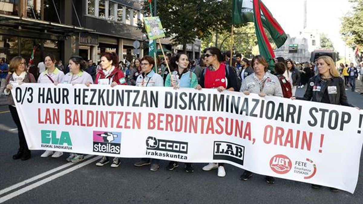 Imagen de una protesta realizada por los sindicatos en Bilbao