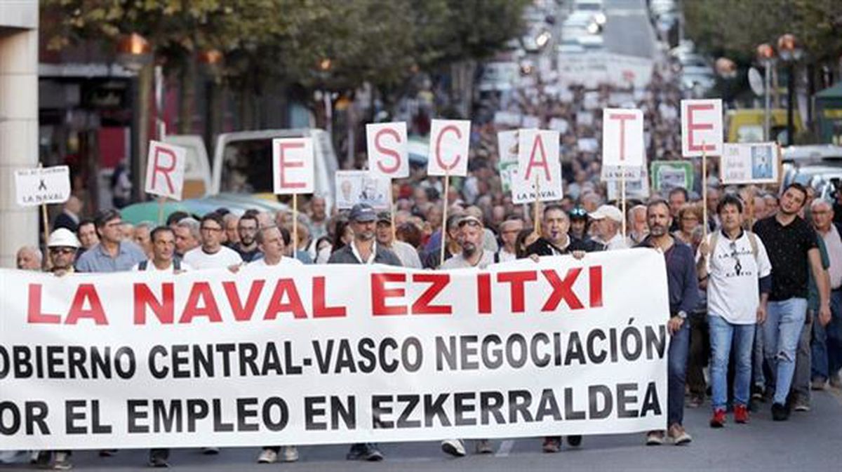 Una manifestación en defensa de La Naval y por el empleo en Ezkerraldea. Foto de archivo: EFE