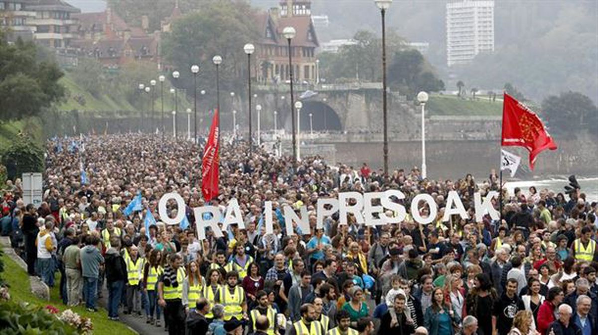 Manifestación a favor de los presos en Donostia-San Sebastián. Foto de archivo: EFE