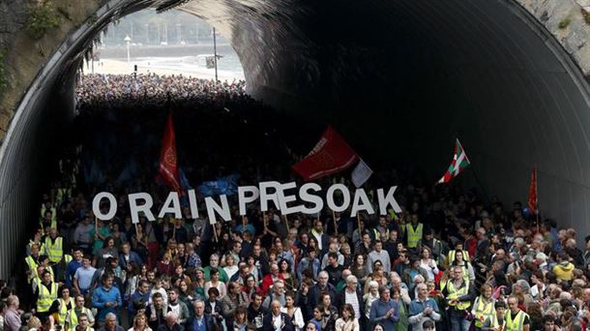 Movilización por los presos en Donostia-San Sebastián. Foto: Efe