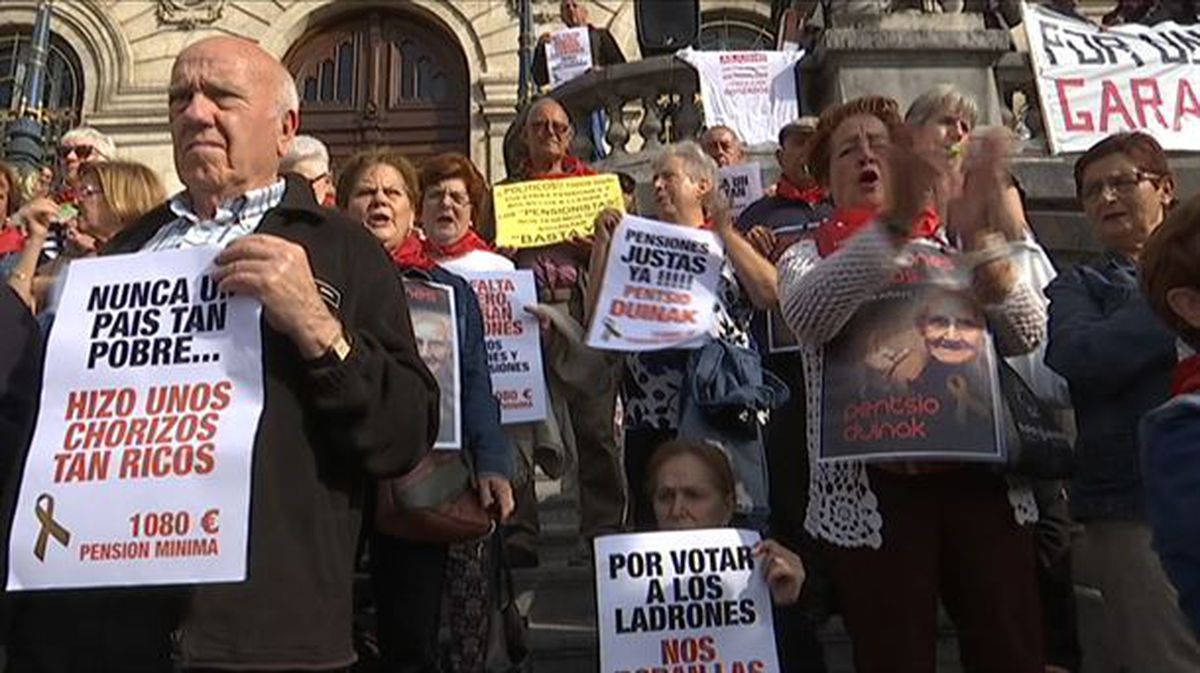 Protesta del Movimiento de Pensionistas de Bizkaia el 22 de octubre de 2018, en Bilbao.