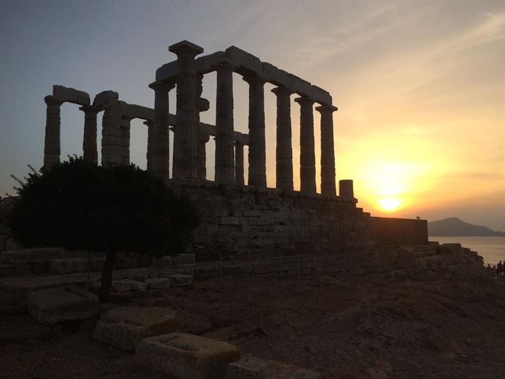 Atardecer en el Cabo Sounion y el Templo de Poseidón