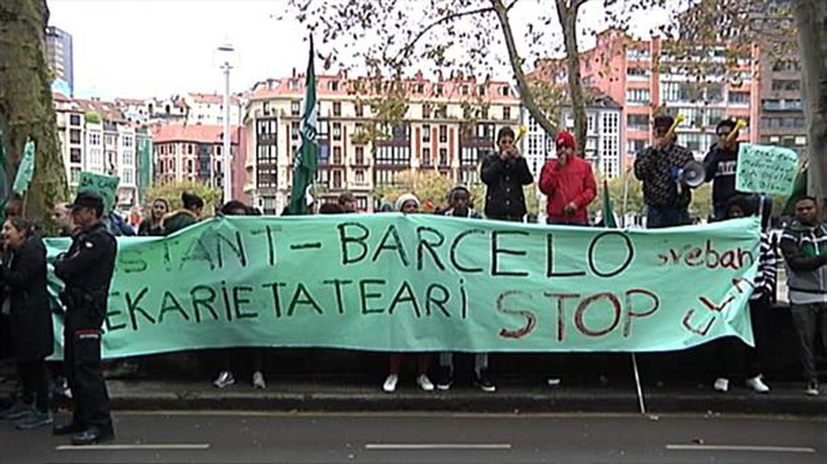 NH eta Barcelo hoteletako gela-zerbitzarien protesta, Bilbon / Irudia: EITB.