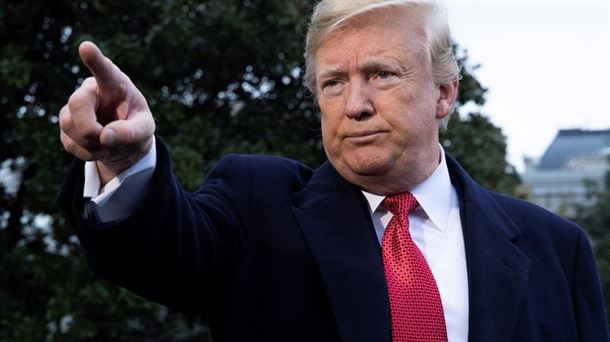 Donald Trump, el presidente de Estados Unidos, durante su comparecencia. Foto: EFE