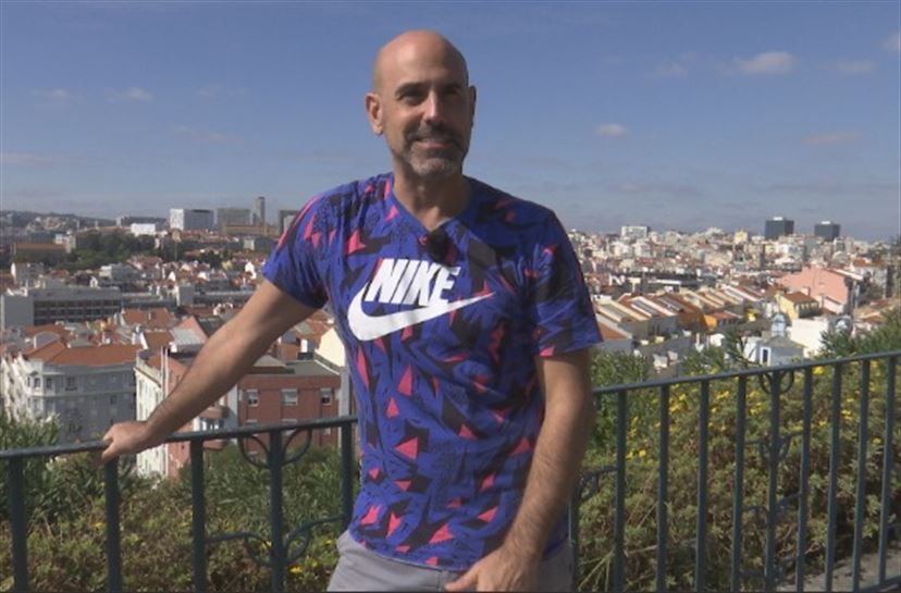 David, en el Mirador de Monteagudo