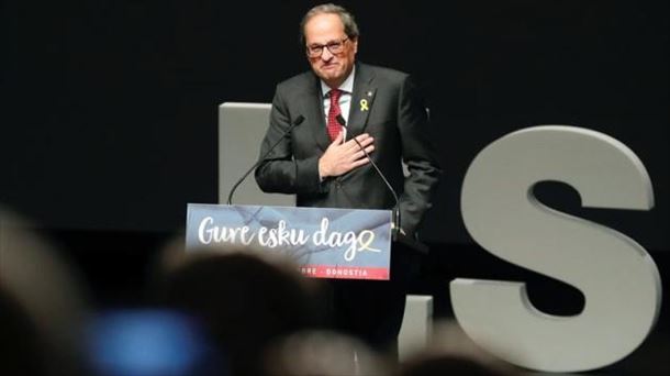 Quim Torra Generalitateko presidenta Gure Esku Dagok antolatutako ekitaldian. Argazkia: EFE