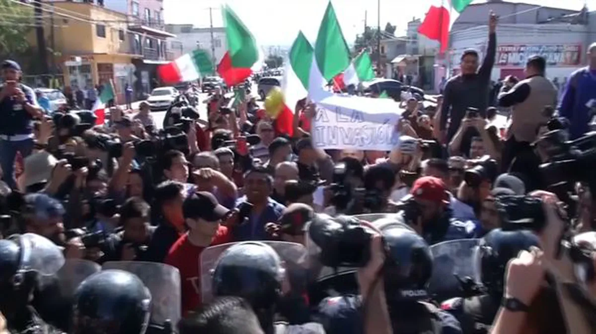 Protesta contra la caravana de migrantes en Tijuana 19 de