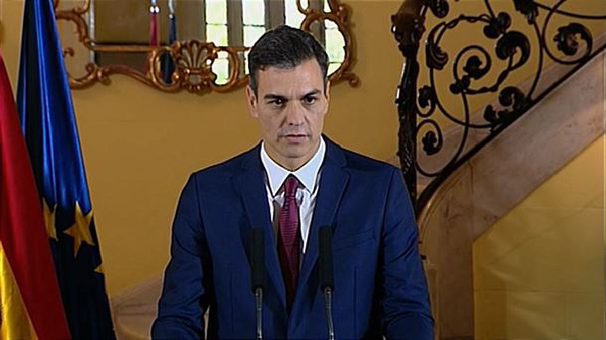 Pedro Sánchez en su comparecencia de hoy. Foto: EFE