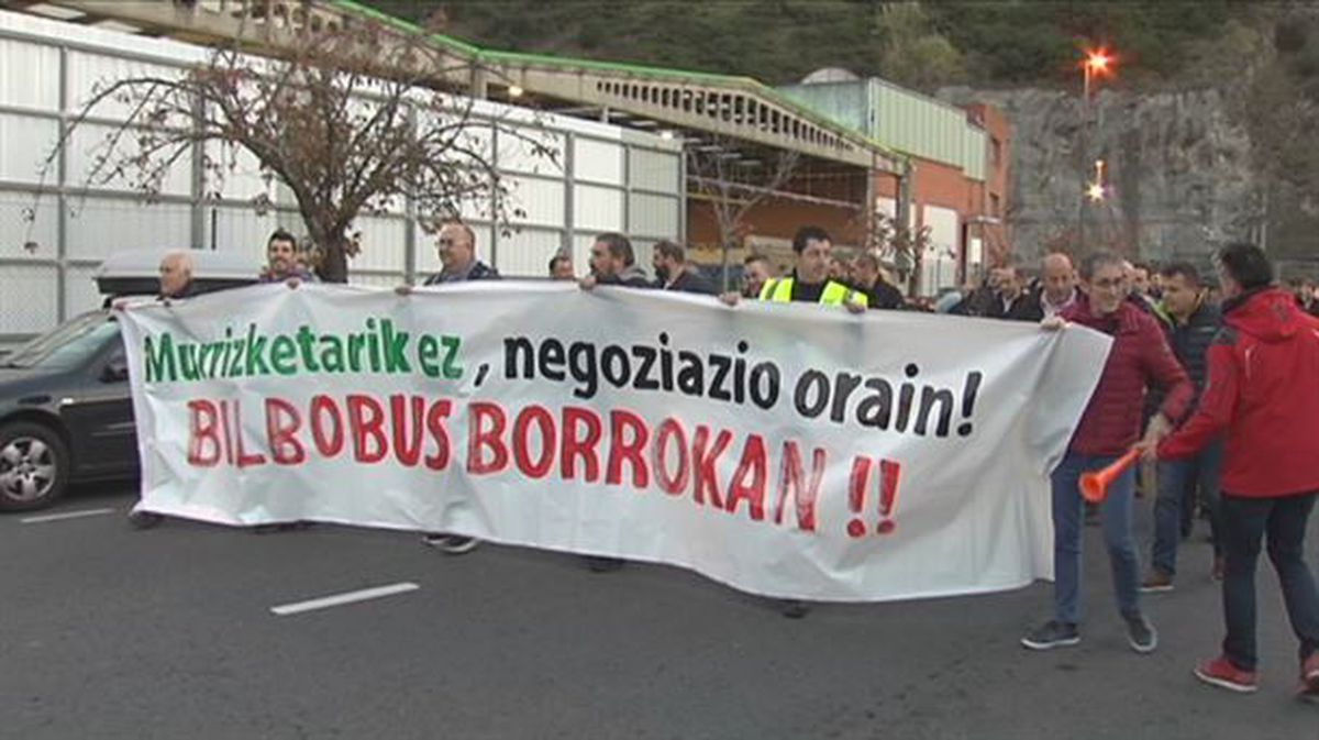 Manifestación de trabajadores de Bilbobus