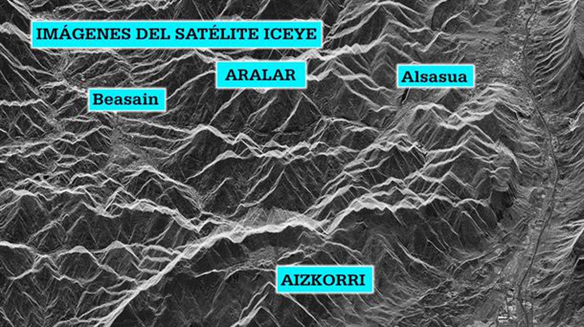 Fotografía por satélite de Aralar y Aizkorri