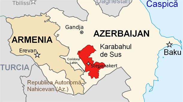 Mapa de situación de Nagorno Karabaj, enclave armenio situado en Azerbayan