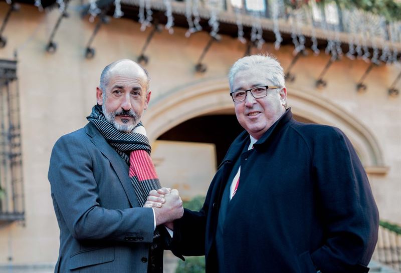 Aitor Elizegi eta Alberto Uribe-Echevarria gaurko hauteskunde jardunaldian (Athleticeko hauteskundeak 2018)