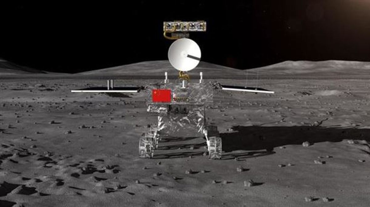 Impresión artística facilitada por el CNSA del vehículo lunar de la sonda lunar Chang'e-4. Foto: EFE