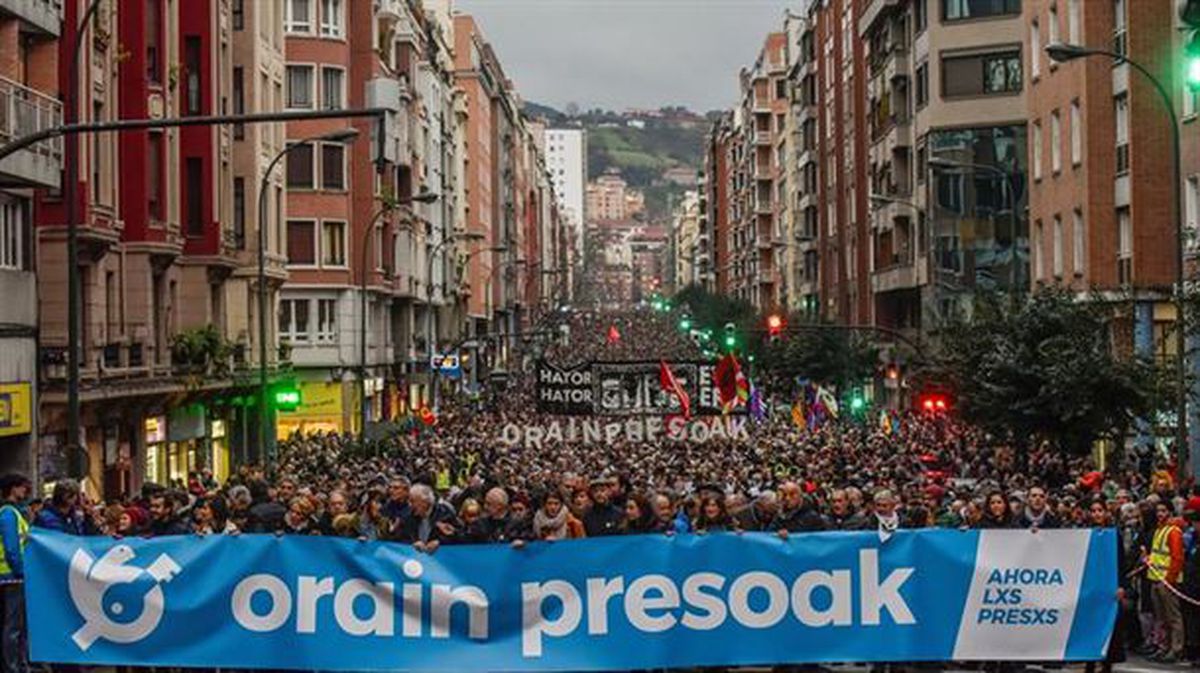 Manifestación por los presos celebrada en Bilbao el 12 de enero.