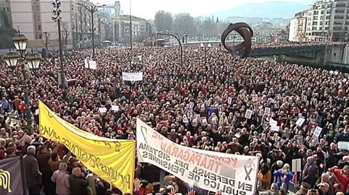 Los pensionistas vascos cumplen un año de protestas 