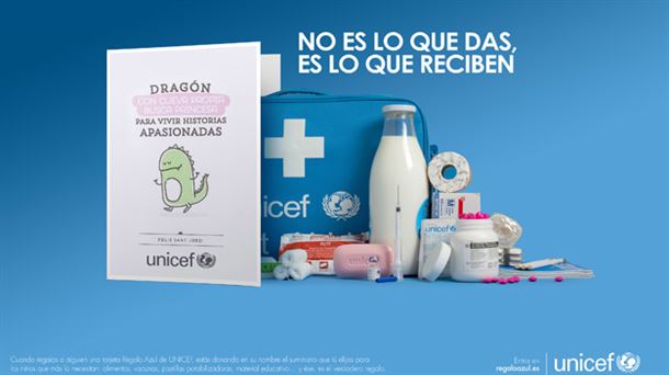 Regalo azul de Unicef, un regalo con fines benéficos