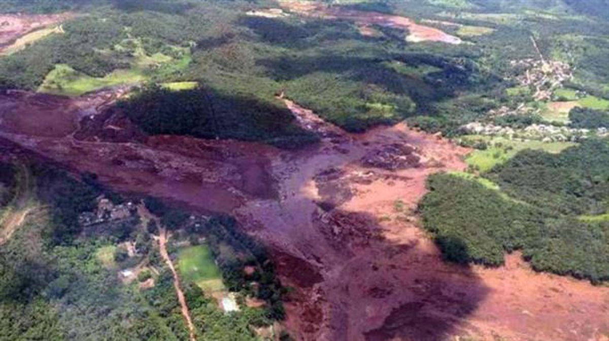 Vista aérea de la zona del desastre.