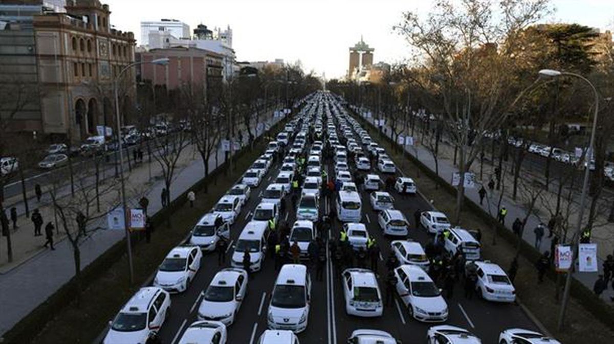 Taxistas en la Castellana