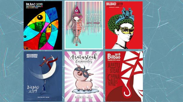 Carteles finalistas para el Carnaval de Bilbao 2019