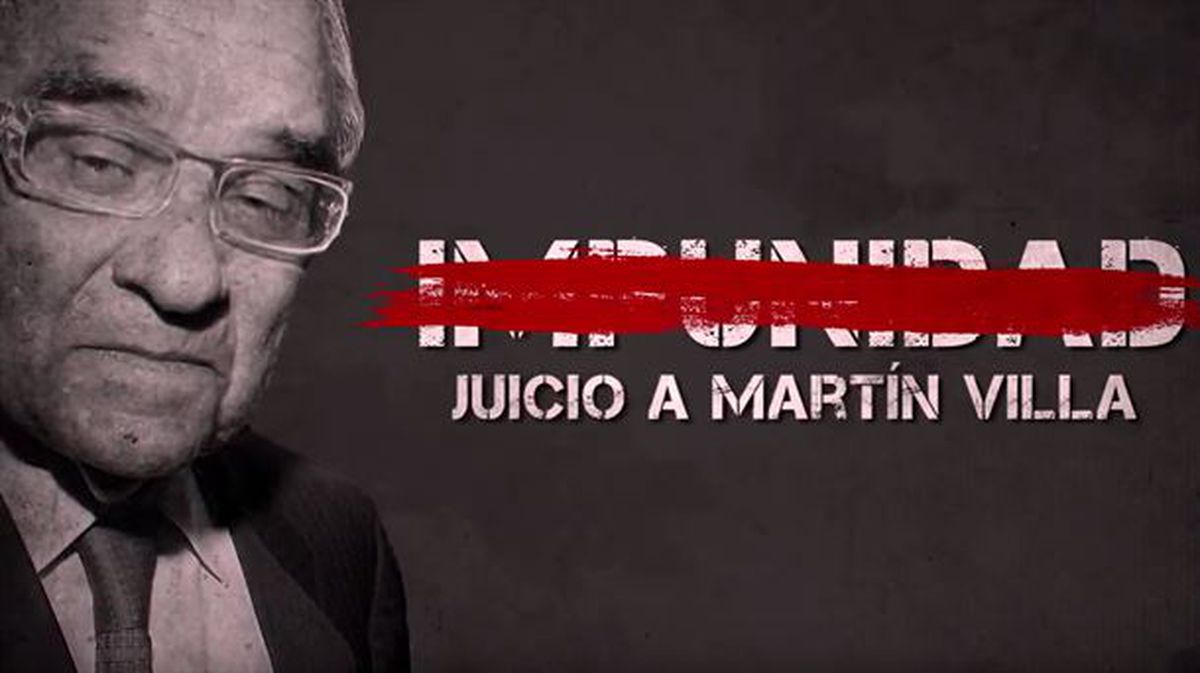 Imagen de Martín Villa con el lema "impunidad juicio a Martín Villa"